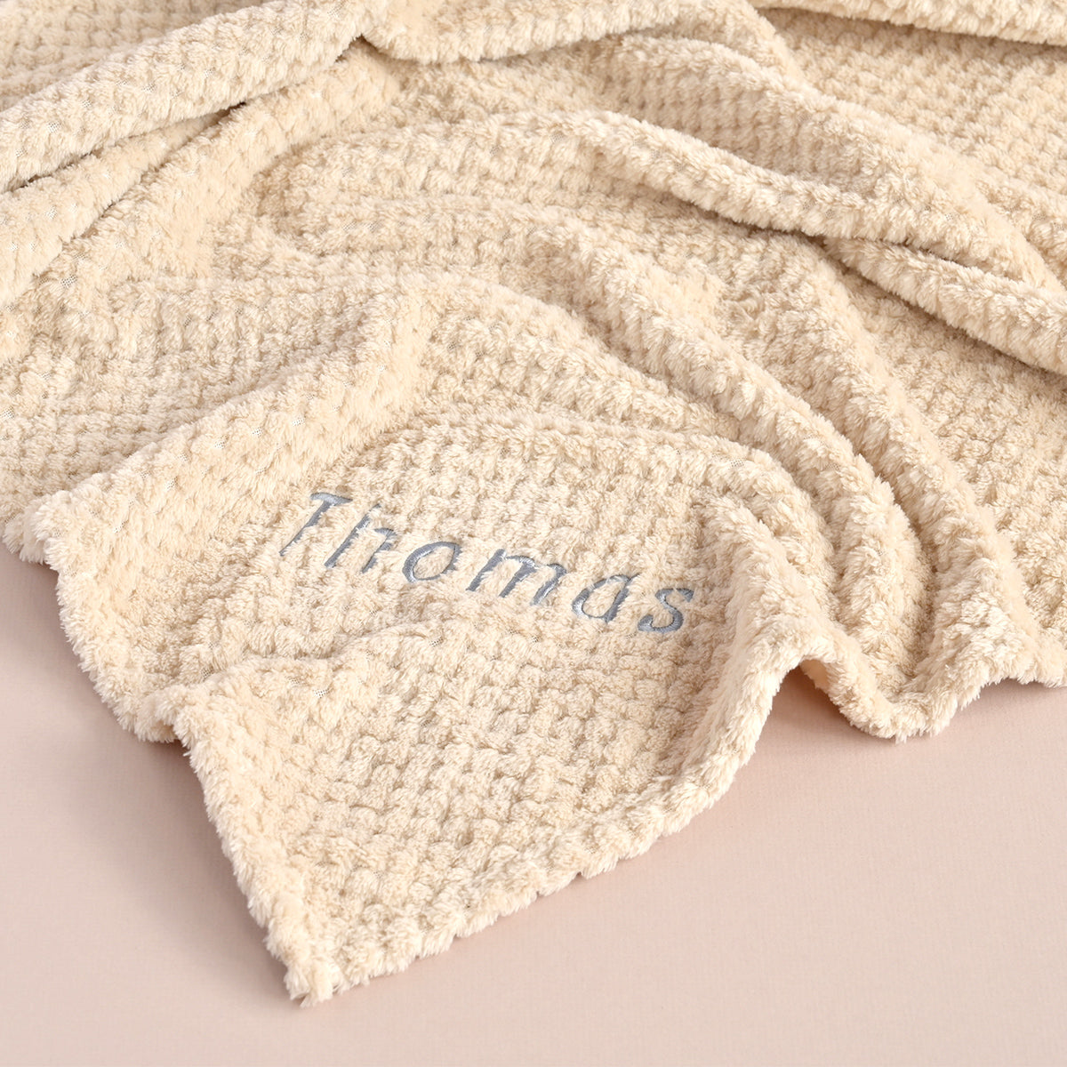 Personalised Biscuit Beige Textured  Fleece Blanket