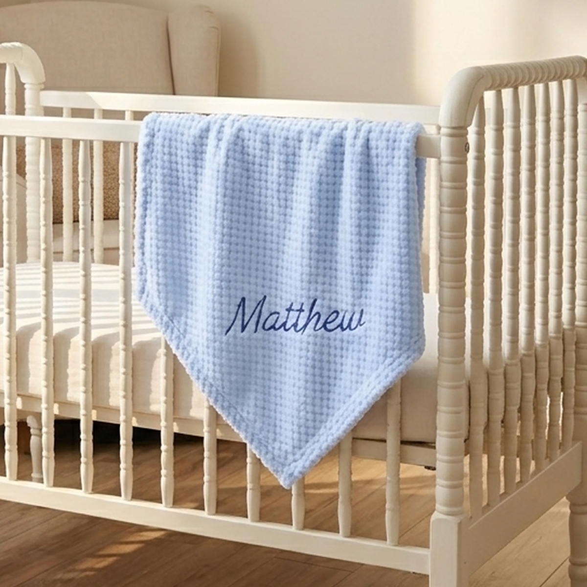 Personalised Blue Waffle Wrap Blanket
