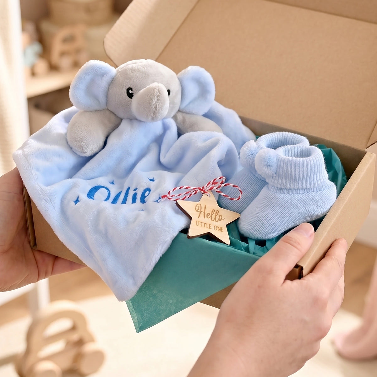 Personalised Elephant Comforter & Booties Gift Set