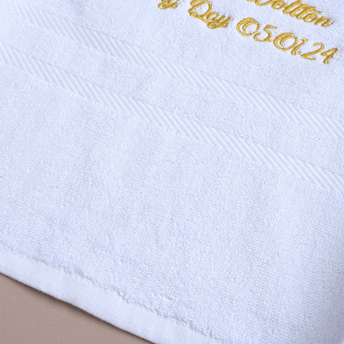 Personalised Christening Bath Towel – Gold Wreath & Cross