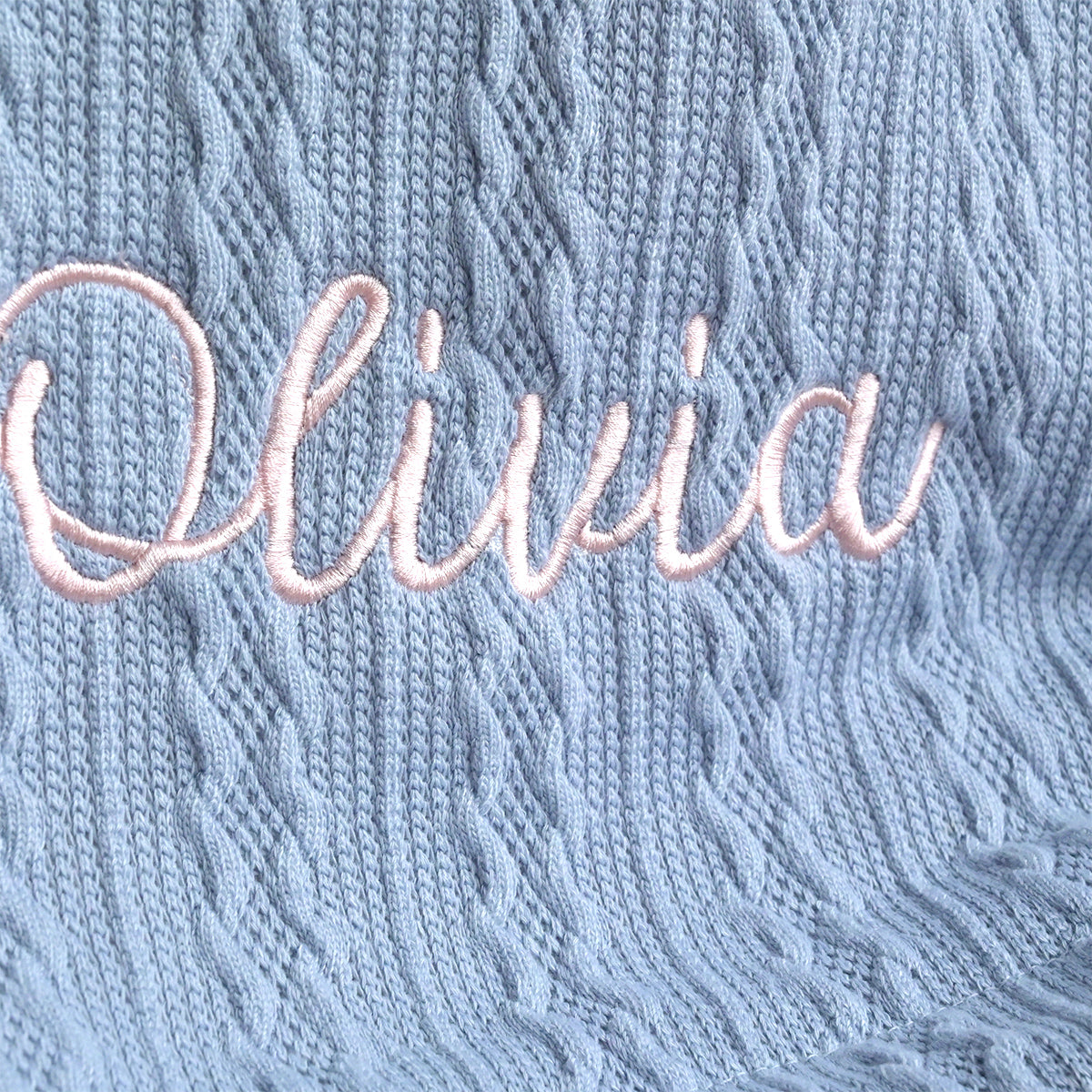 Personalised Steel Blue Knitted Blanket