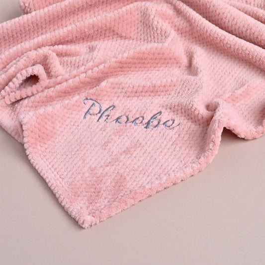 Personalised Dusty Rose Textured Fleece Blanket