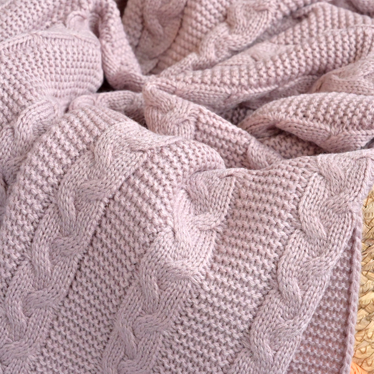 Personalised Dusty Rose Cable Knit Blanket