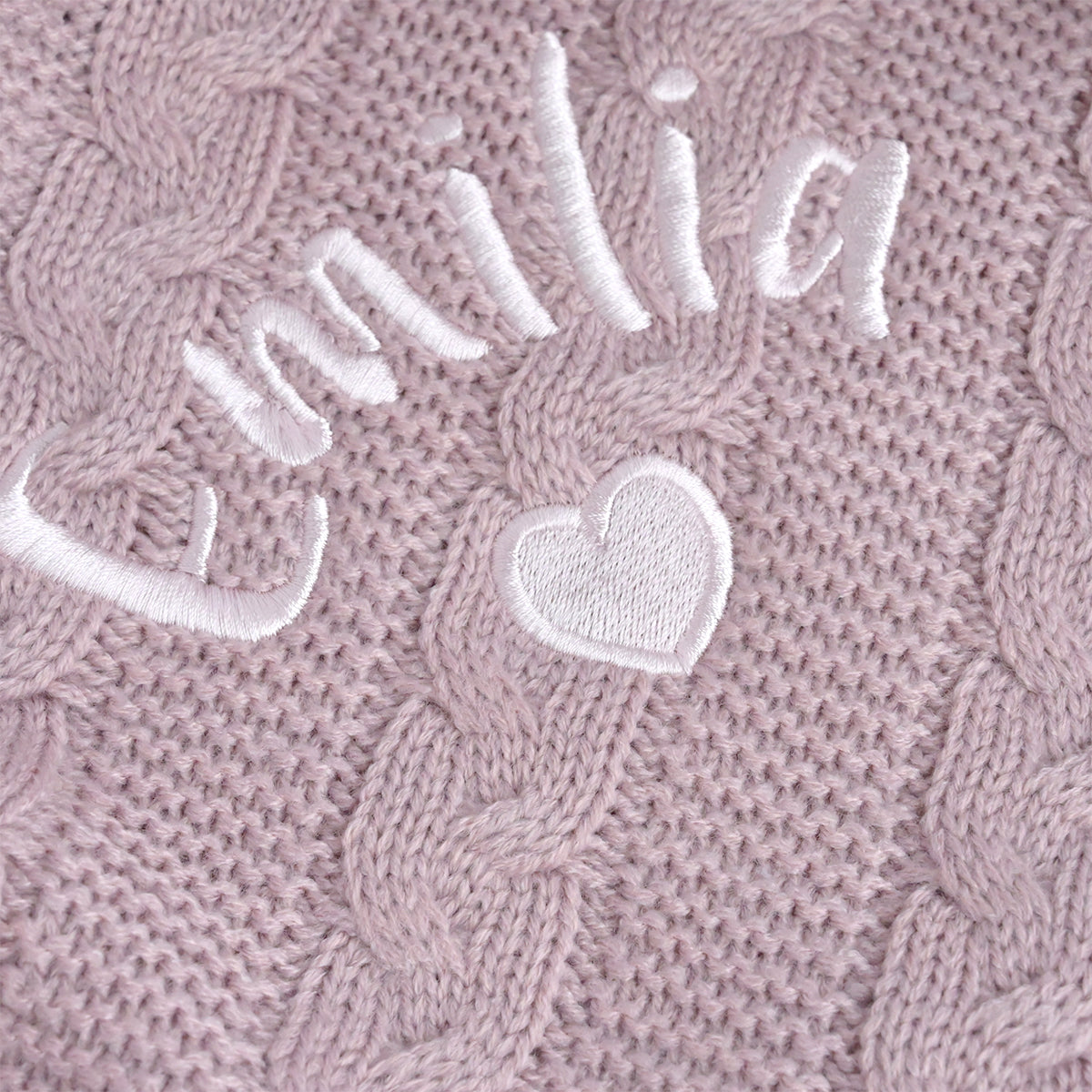 Personalised Dusty Rose Cable Knit Blanket