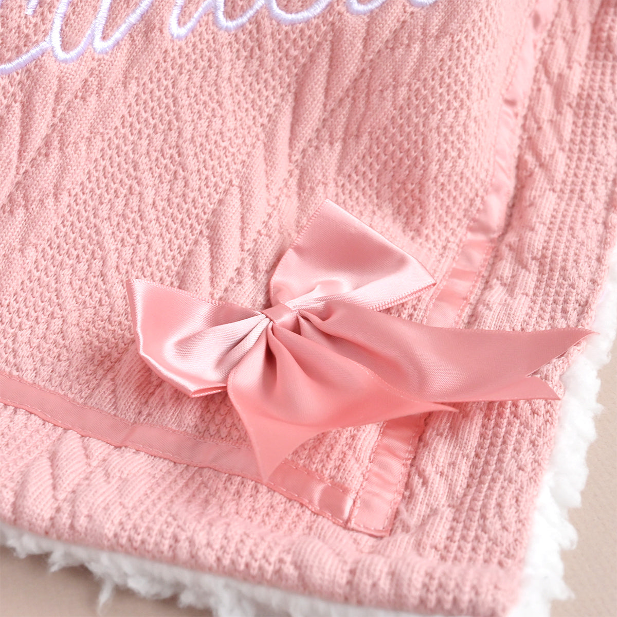 baby blanket for girl with satin bow