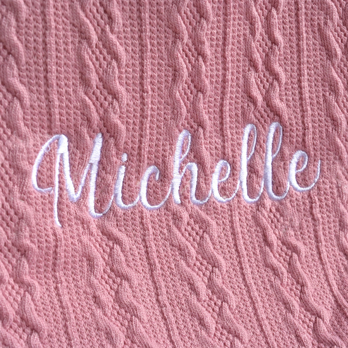 Personalised Dusty Rose Knitted Blanket