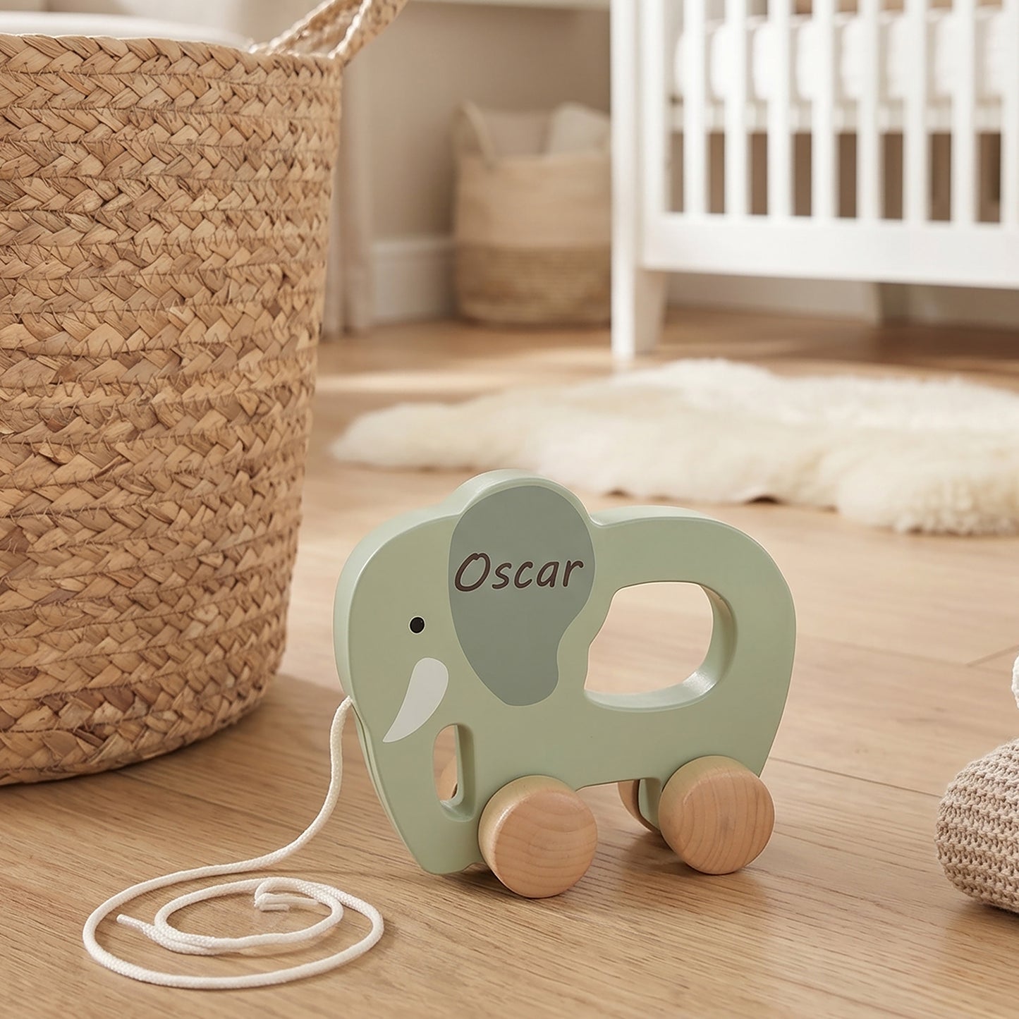Personalised Wooden Elephant Pull Along Toy