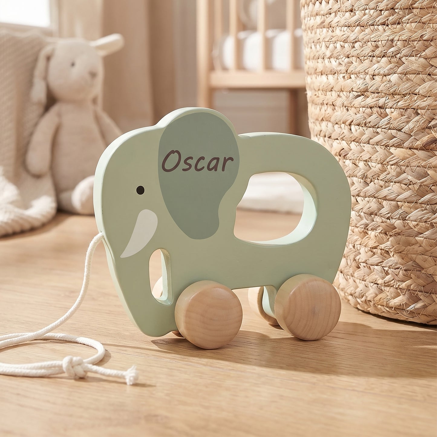 Personalised Wooden Elephant Pull Along Toy