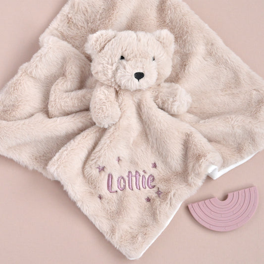 Personalised Fux Fur Teddy Comforter