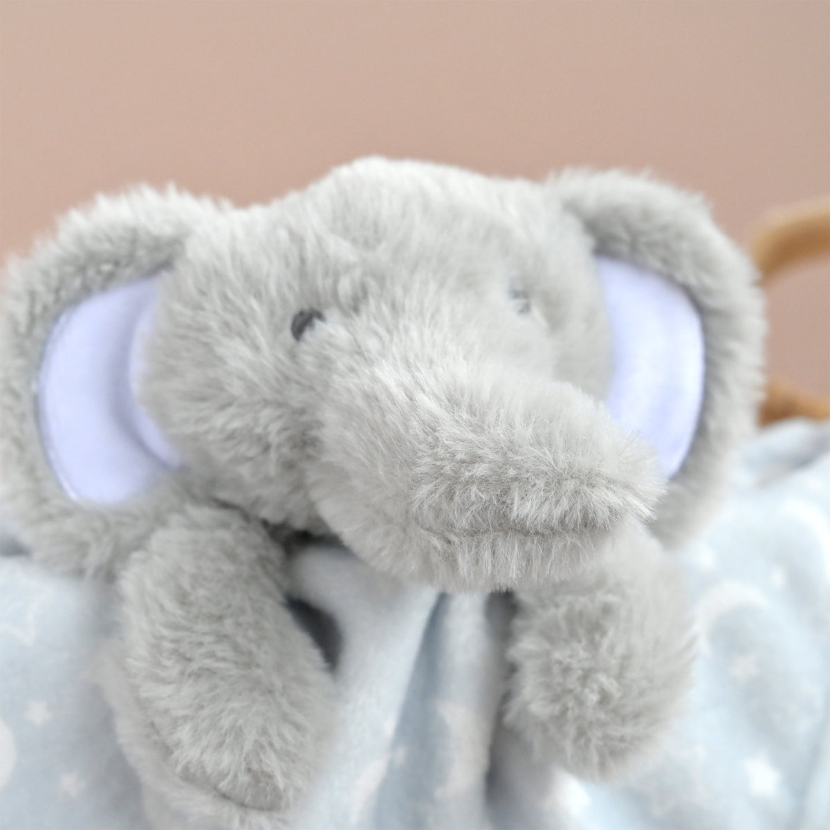 Personalised Grey Elephant Comforter, Moon Print
