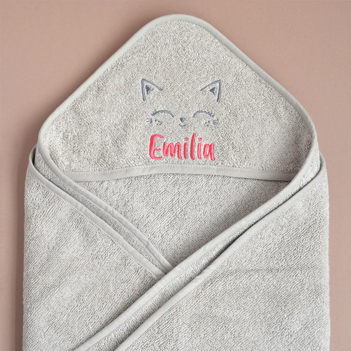 Personalised Cat Hooded Baby Towel