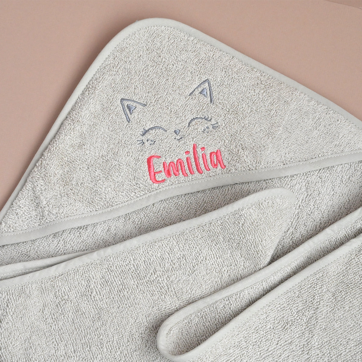 Personalised Cat Hooded Baby Towel
