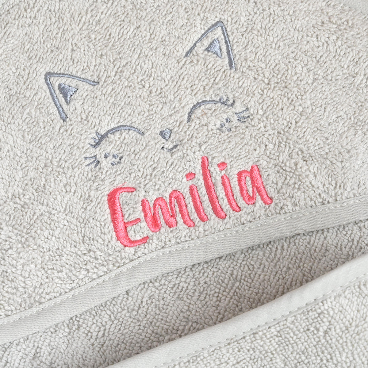 Personalised Cat Hooded Baby Towel