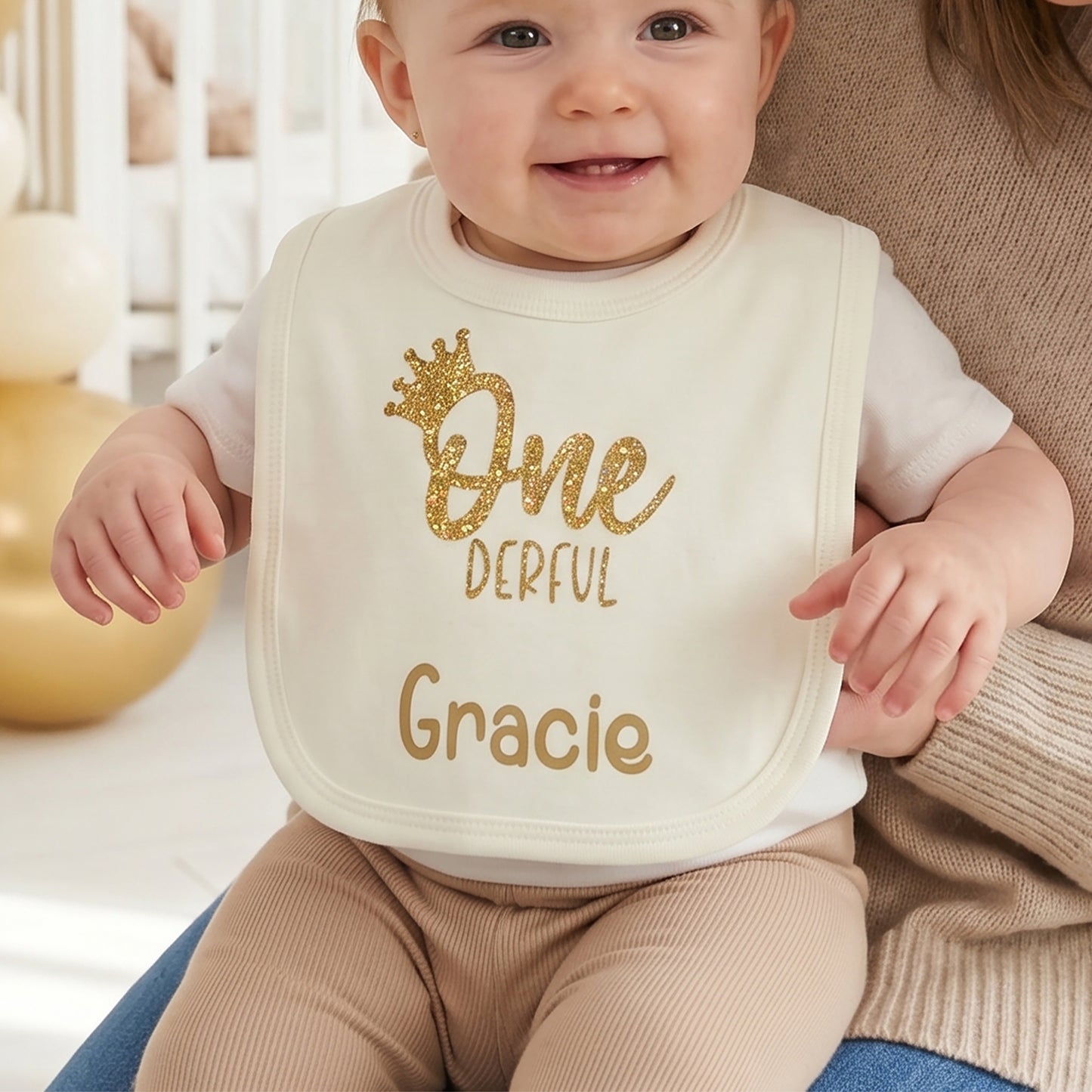 Ivory One-derful Personalised 1st Birthday Bib