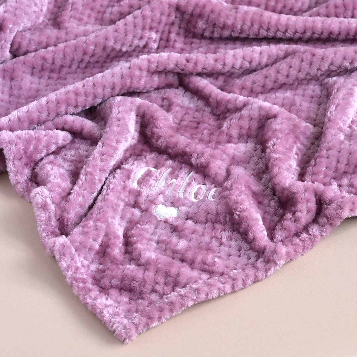 Personalised Mauve Waffle Blanket for Baby