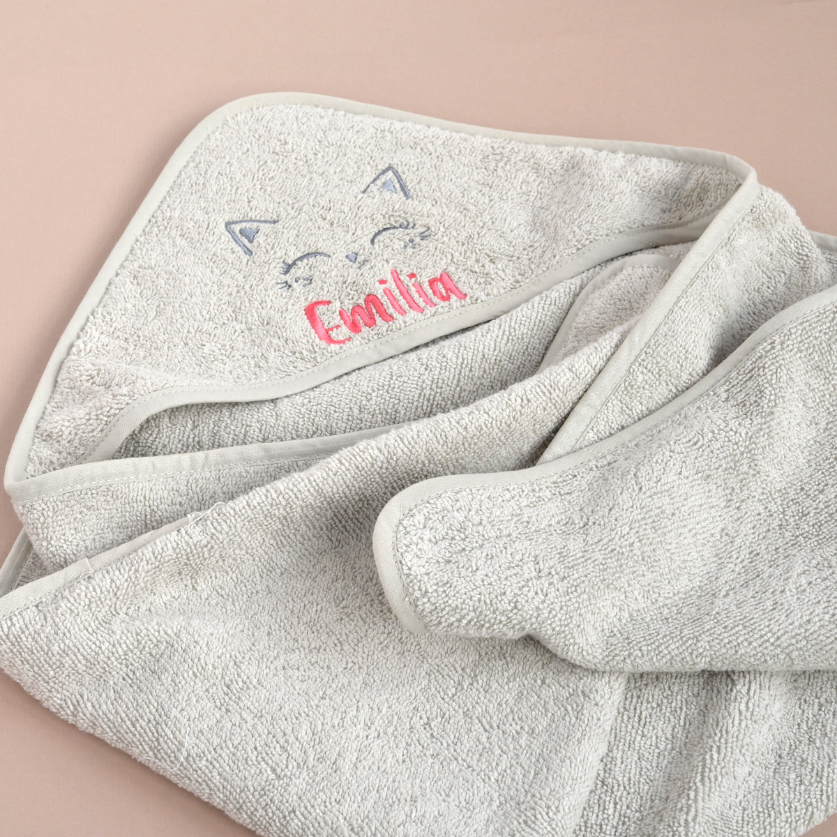 Personalised Cat Hooded Baby Towel