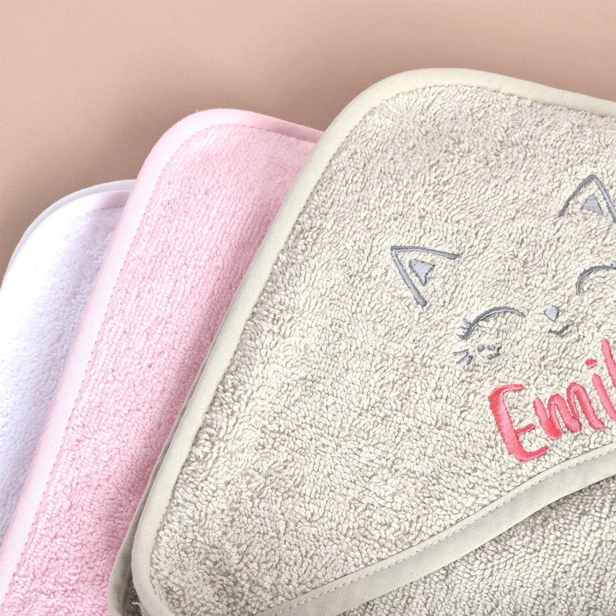 Personalised Cat Hooded Baby Towel