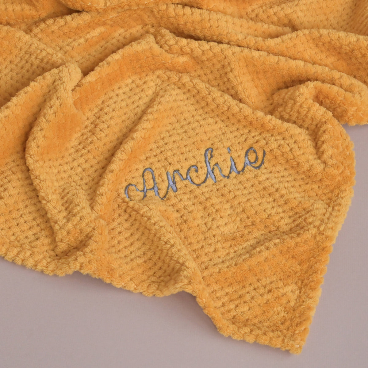 Personalised Mustard Textured Fleece Blanket