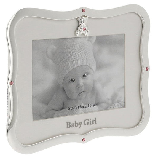 newborn baby girl silver plated photo frame