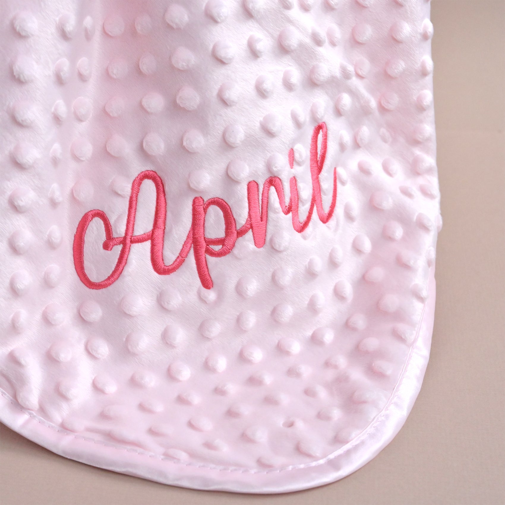 embroidered baby girl personalised bubble blanket