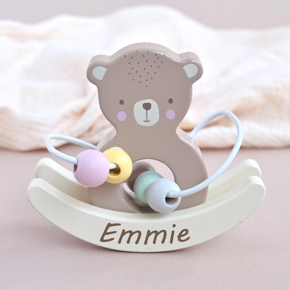 Personalised Wire And Bead Teddy Wooden Toy