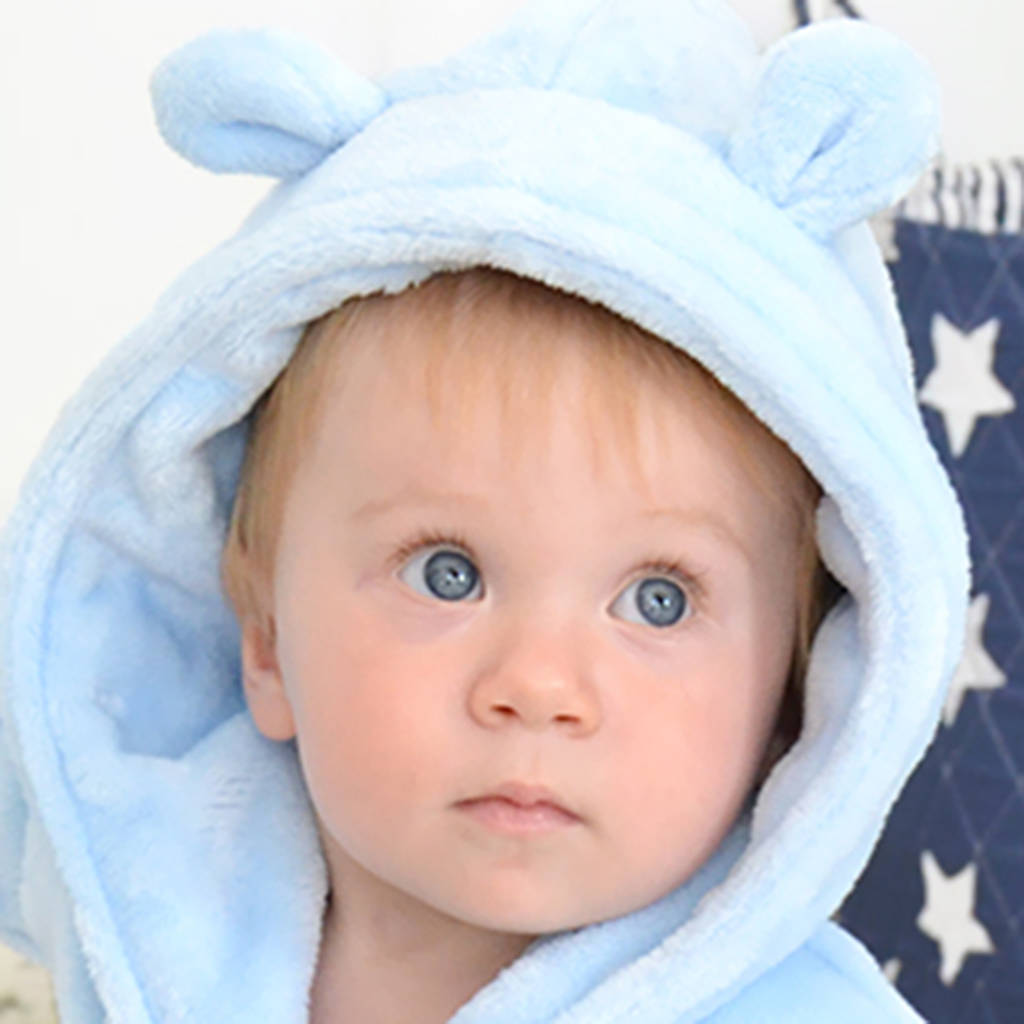 Personalised Blue Hooded Kids Dressing Gown