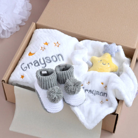 Personalised Star Newborn Baby Gift Set