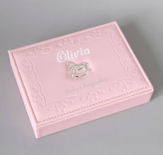 Personalised Pink Rocking Horse Keepsake Box