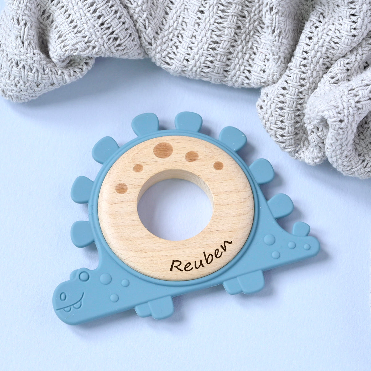 Personalised Dinosaur Wooden Teether Ring