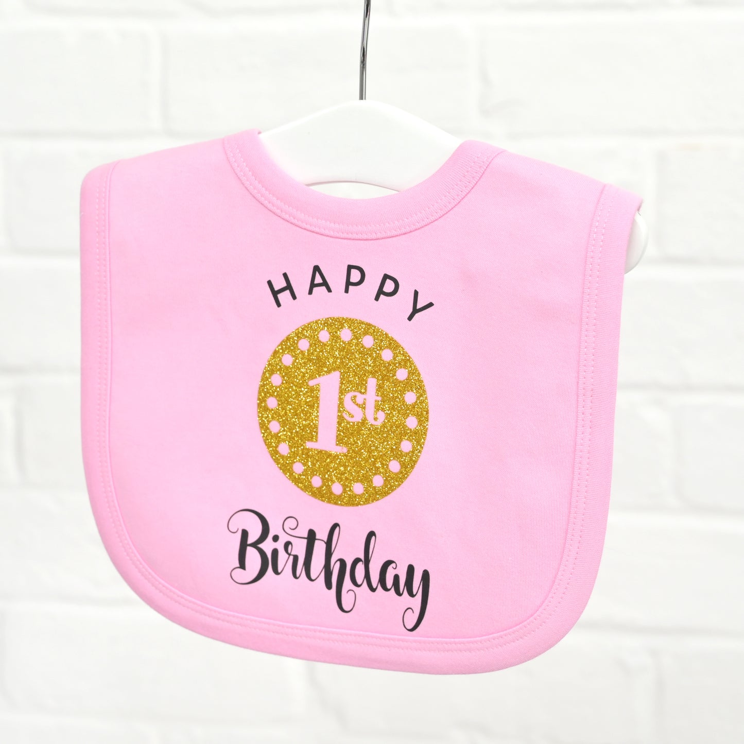Personalised Happy 1st Birthday Baby Bib