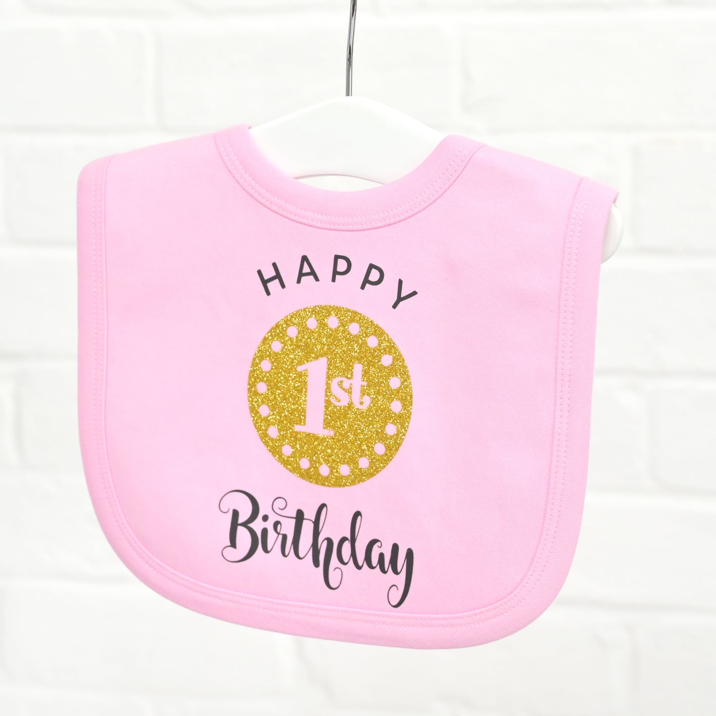 Personalised Happy 1st Birthday Baby Bib