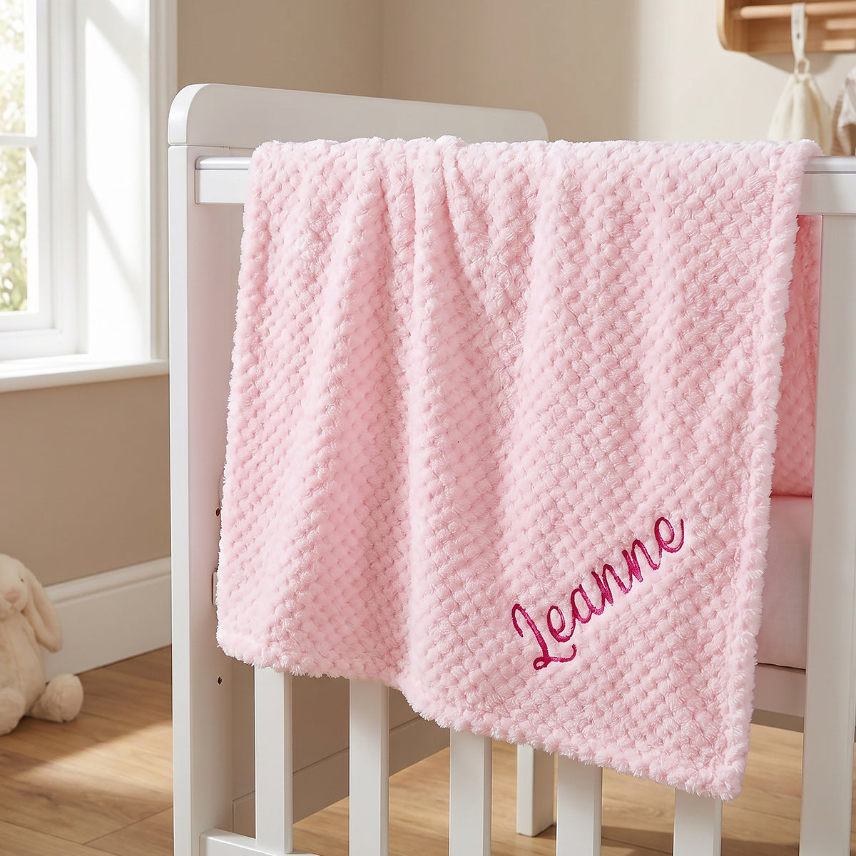 Personalised Pink Waffle Wrap Blanket