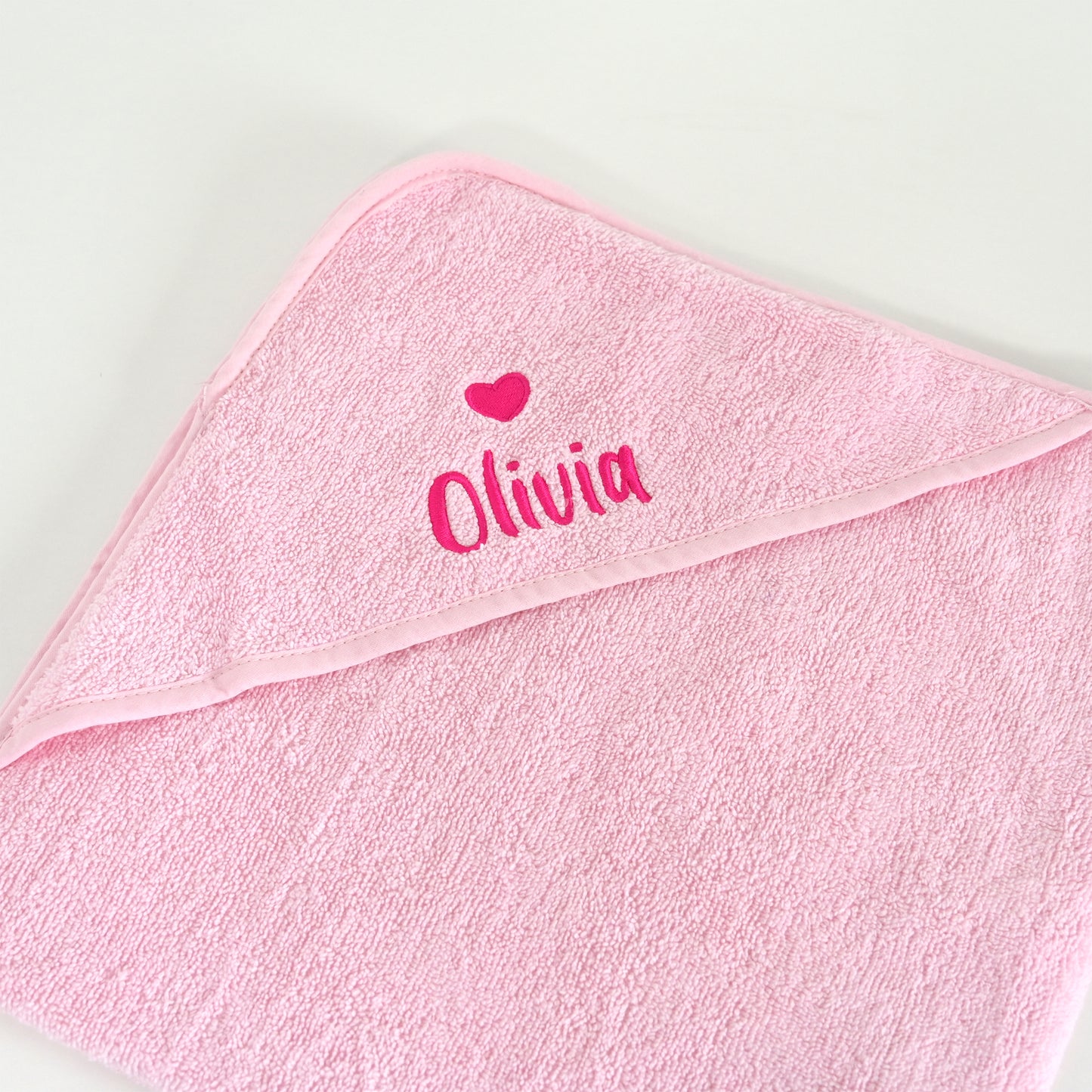 Personalised Pink Heart Hooded Baby Towel