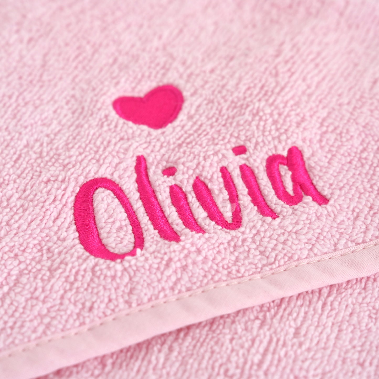 Personalised Pink Heart Hooded Baby Towel