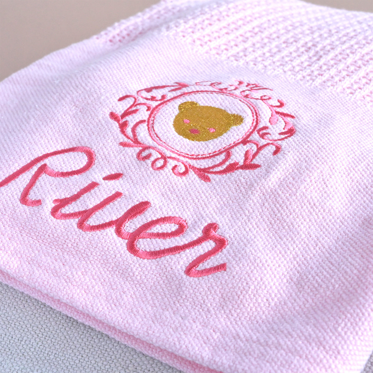 personalised pink cellular baby blanket