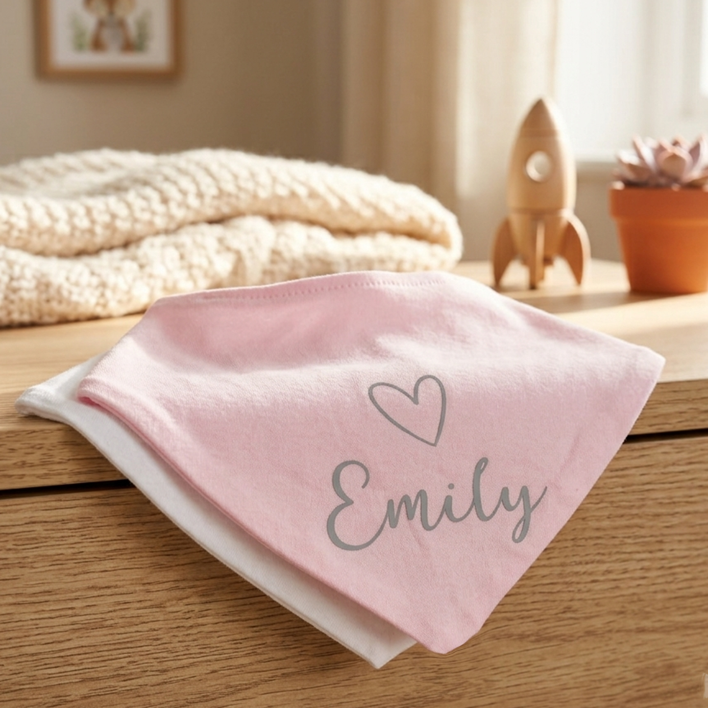 Personalised Bandana Bibs Set – Pink & White