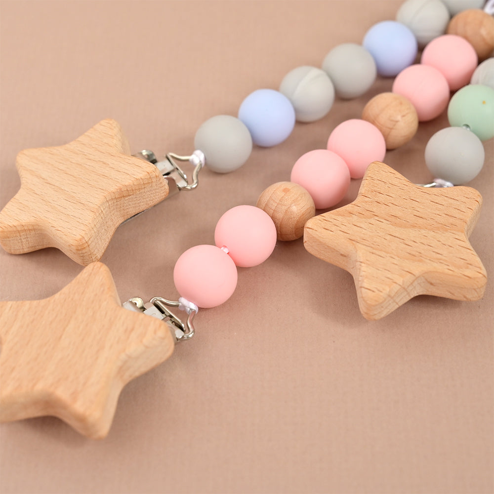 Personalised Star Shaped Baby Pink Pacifier Clip