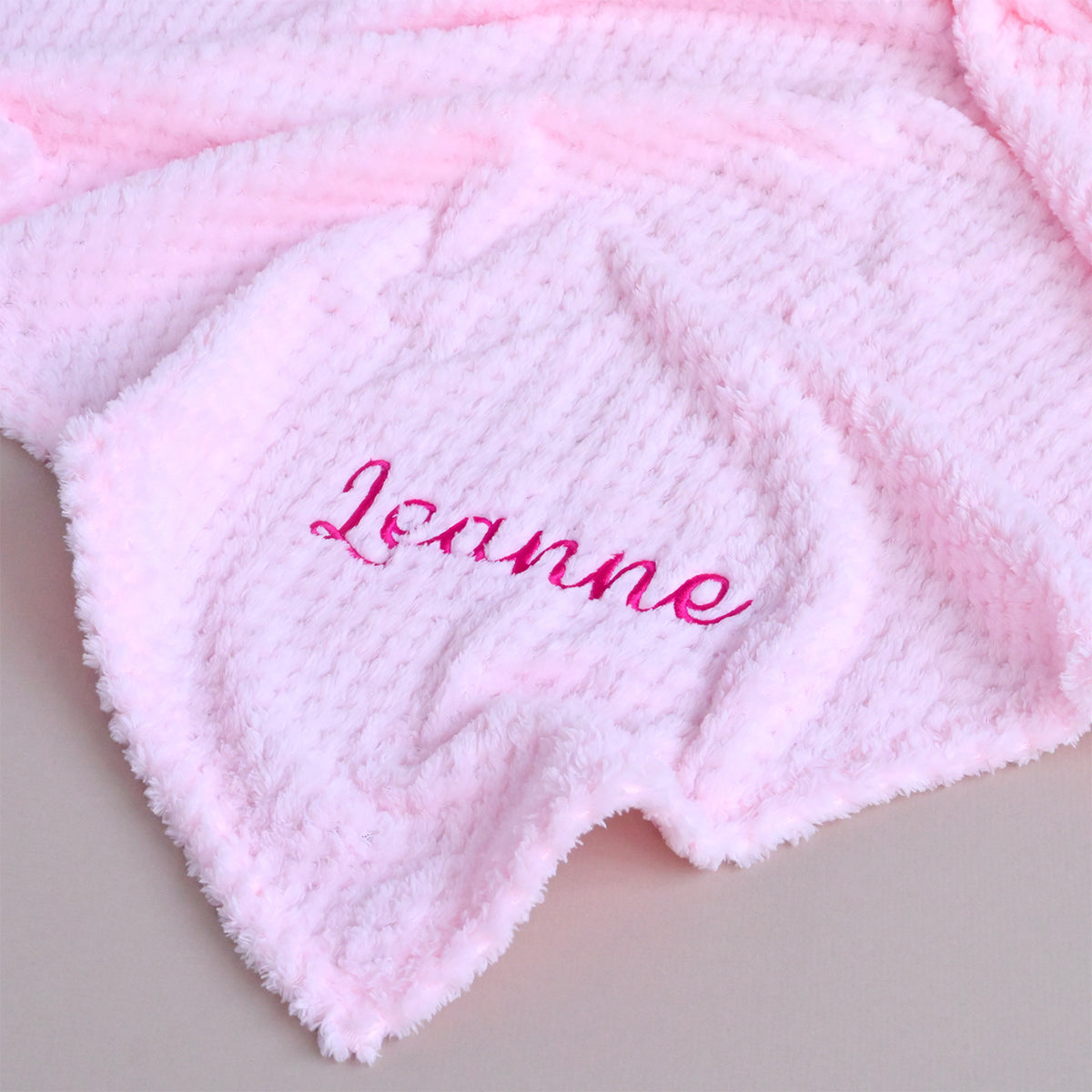 Personalised Baby Pink Textured Fleece Blanket