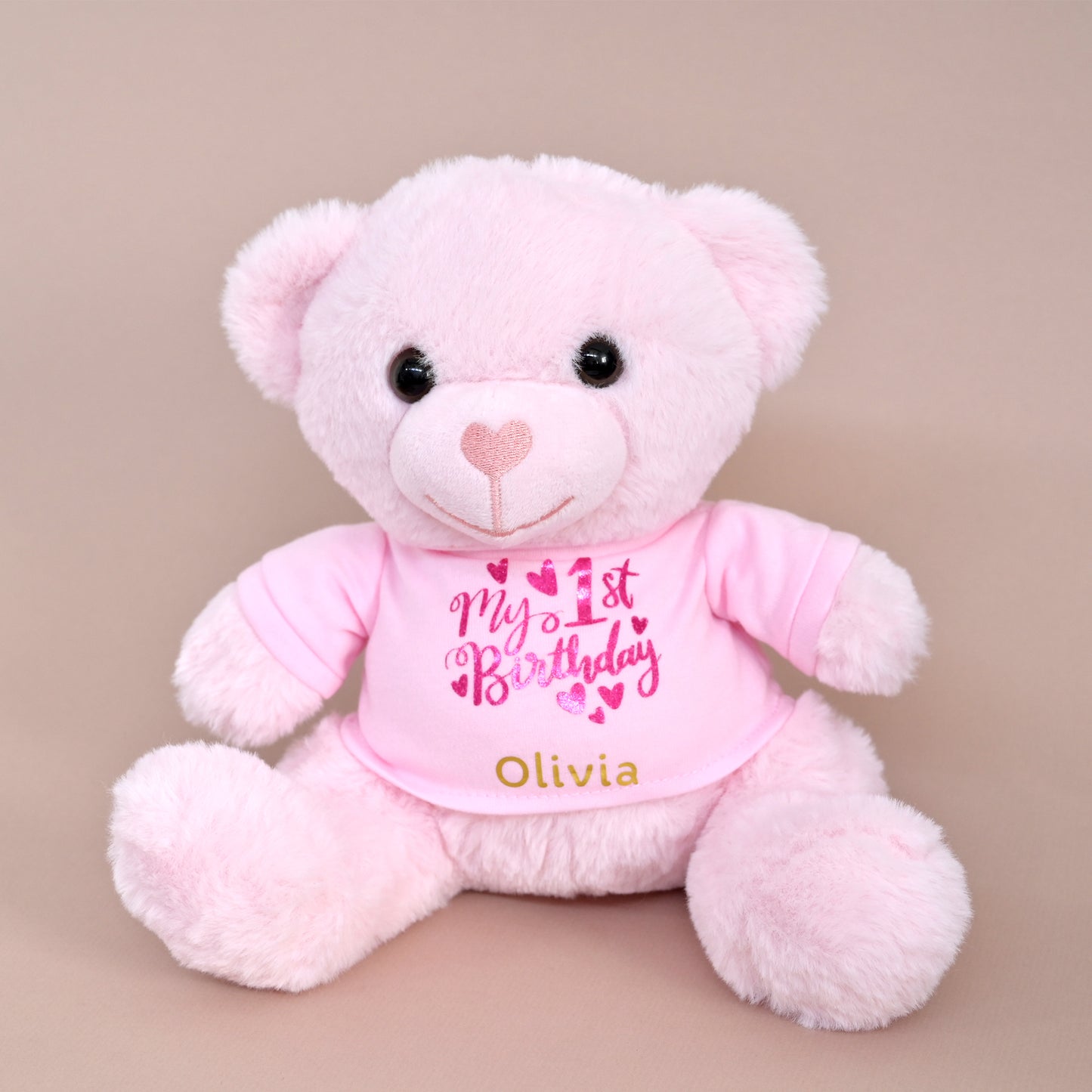 Personalised "My 1st Birthday" Teddy Bear Soft Toy, Pink