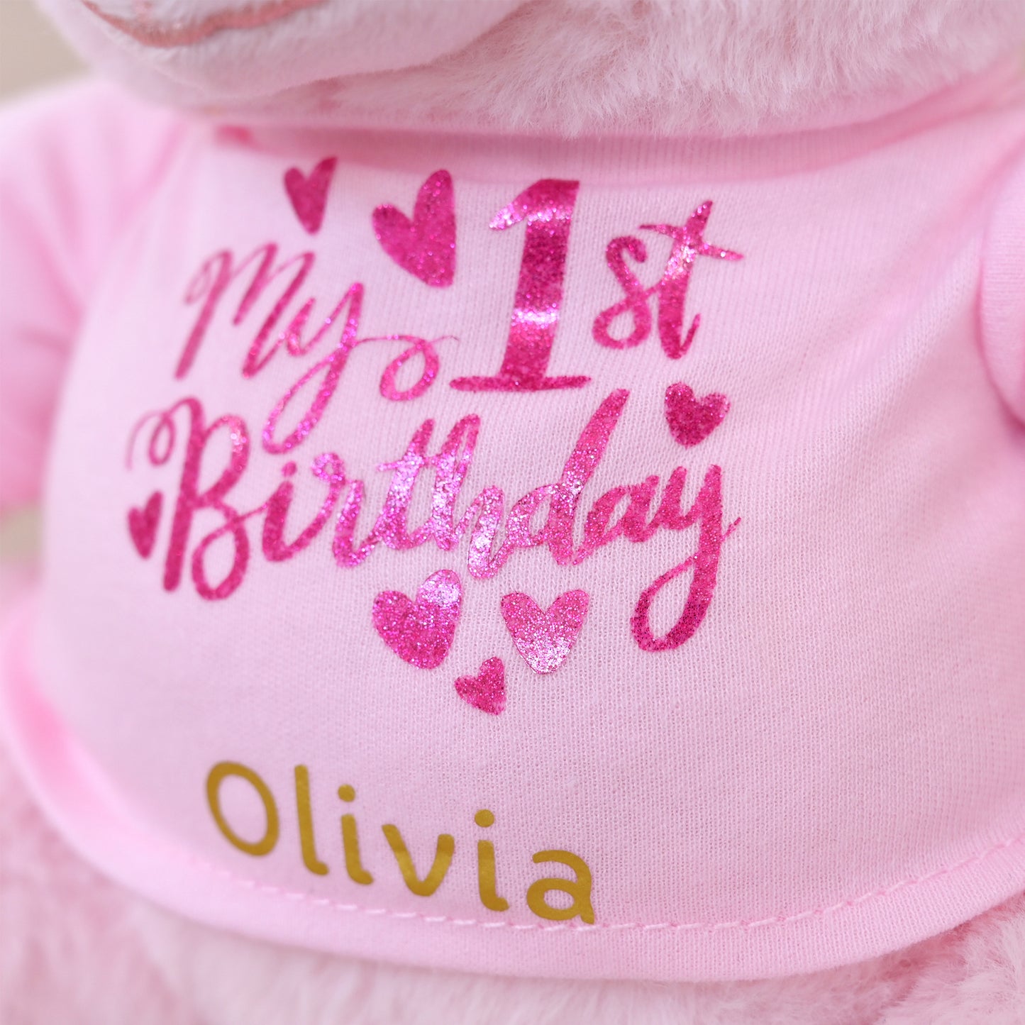 Personalised "My 1st Birthday" Teddy Bear Soft Toy, Pink
