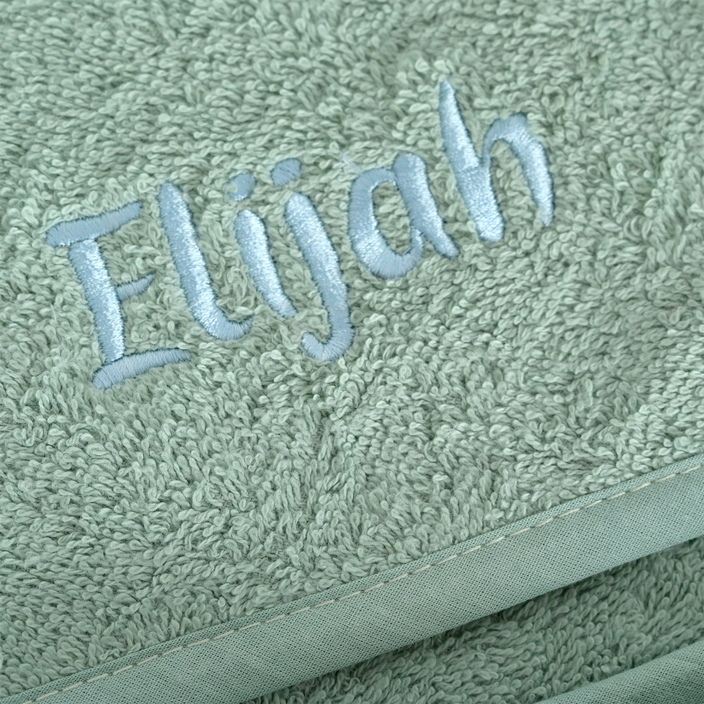 Personalised Sage Green Hooded Baby Towel
