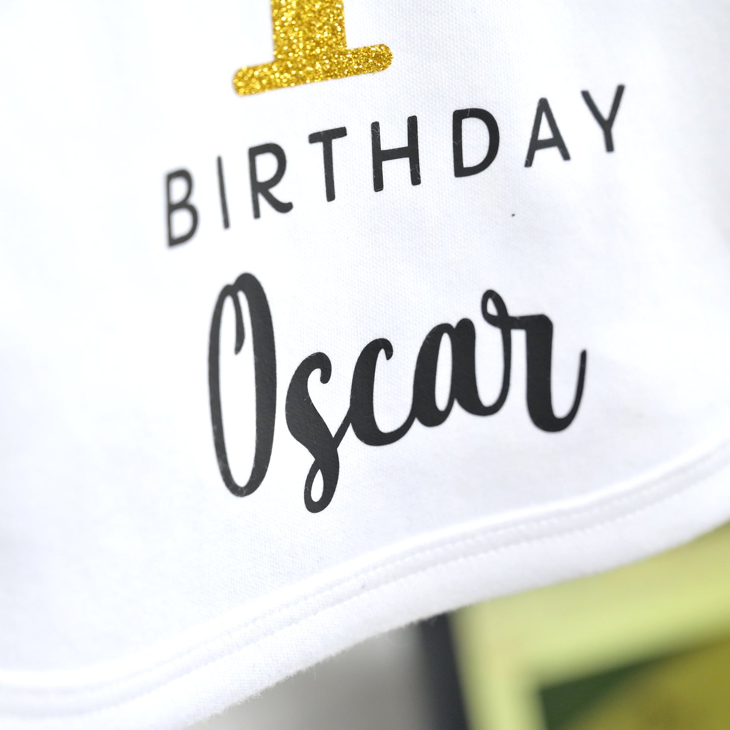 Happy 1st Birthday Baby Bib – Gold Glitter Print