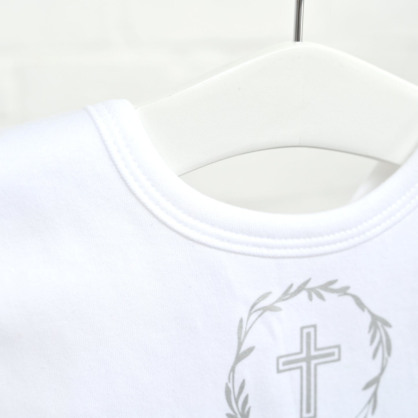 Personalised Christening Bib, Wreath Cross
