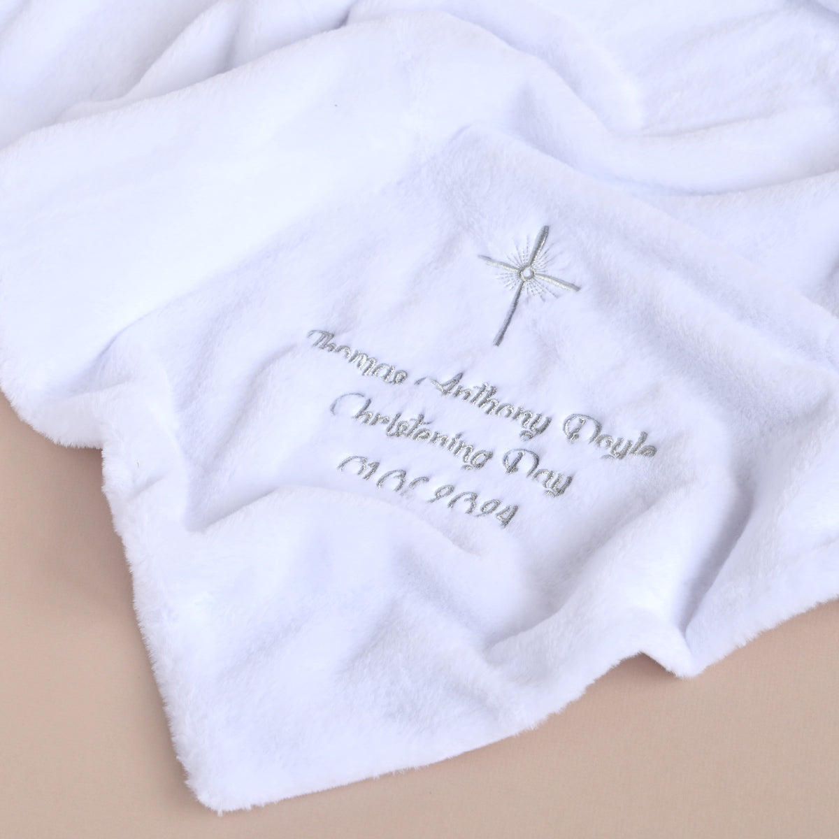 Personalised Faux Fur Christening Blanket