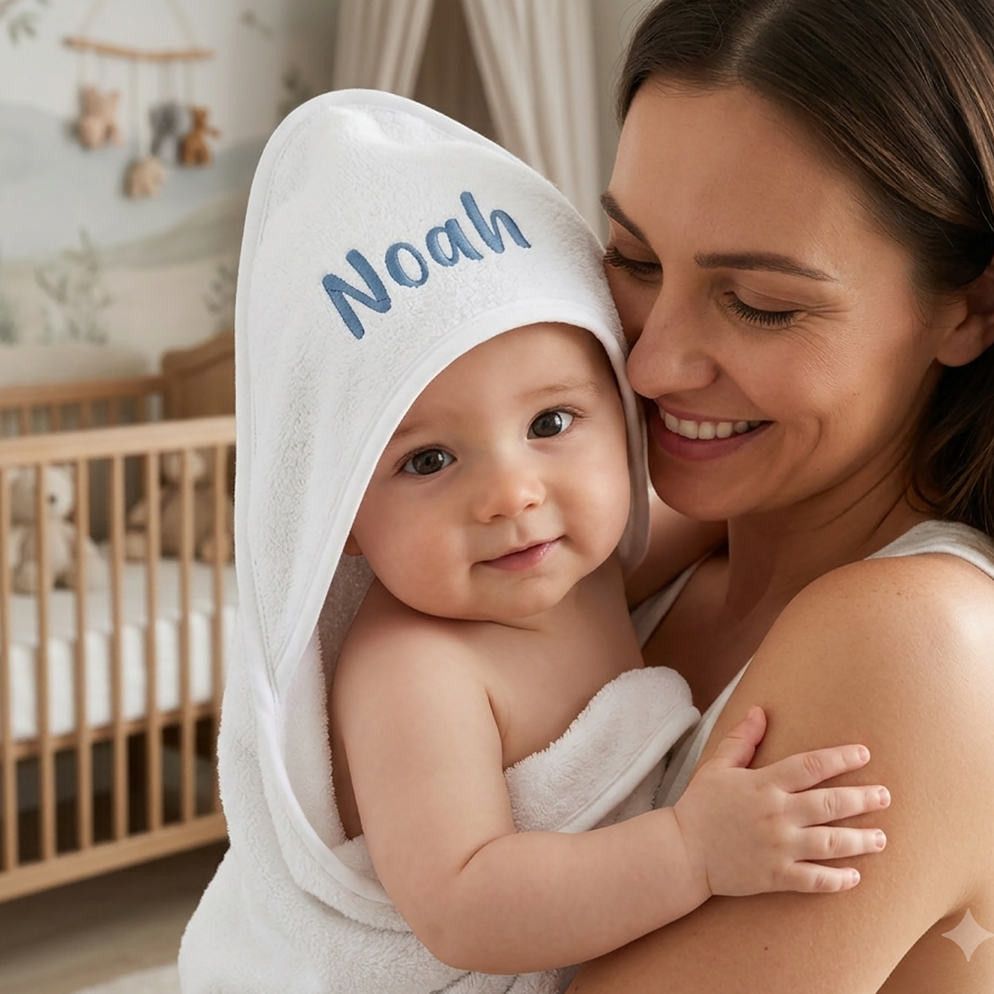 Personalised White Hooded Baby Towel