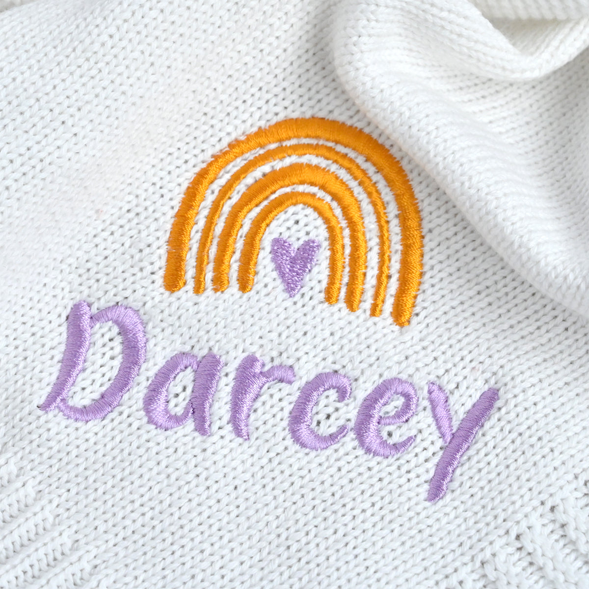 Personalised Knitted Cotton Cat Comforter, Rainbow