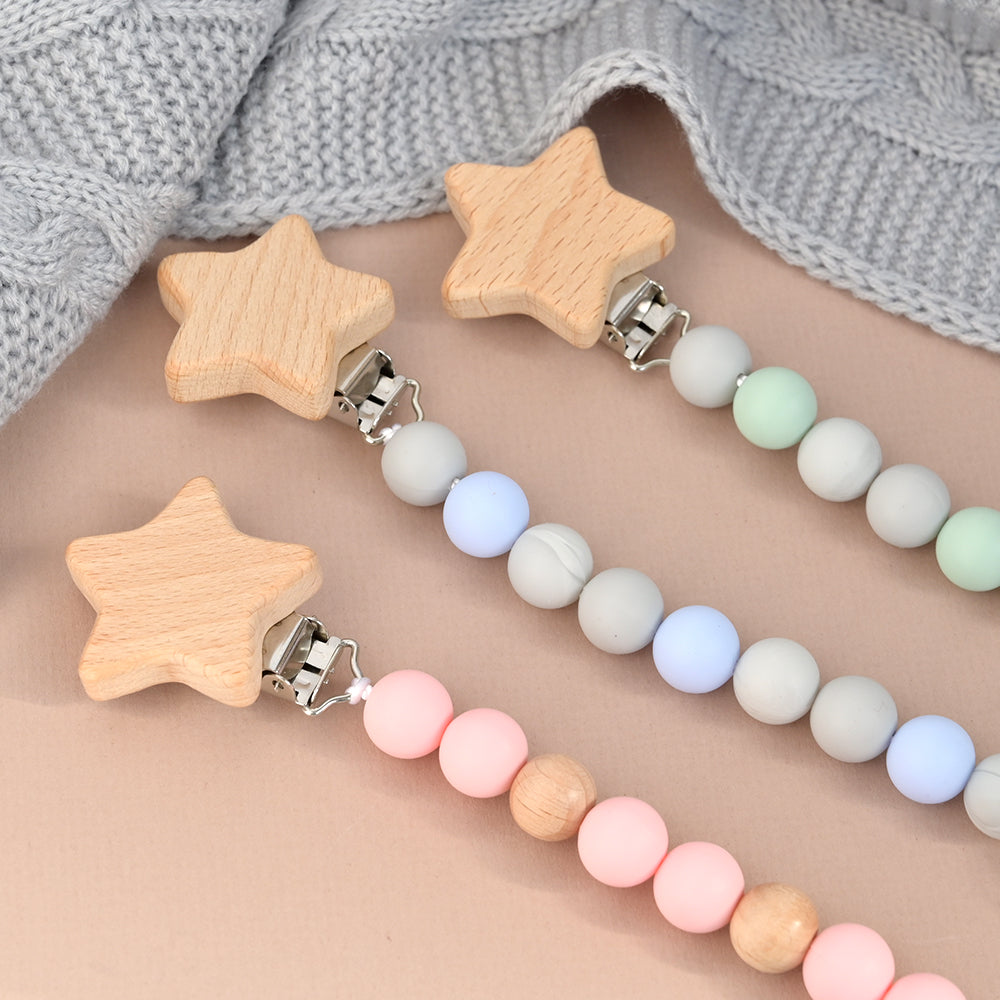 Personalised Star Shaped Baby Pink Pacifier Clip